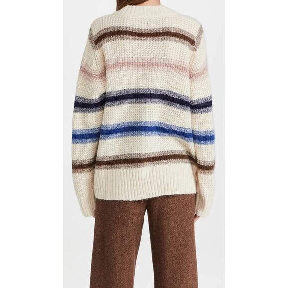 MUNTHE Rana Multi-Stripe Waffle Knit Sweater Alpaca-Blend Oversized Sz 10 - NWT - Picture 5 of 9